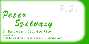 peter szilvasy business card