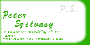 peter szilvasy business card